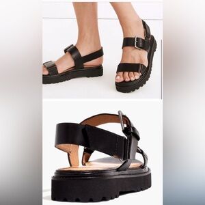 The Cady Lugsole Sandal in true black